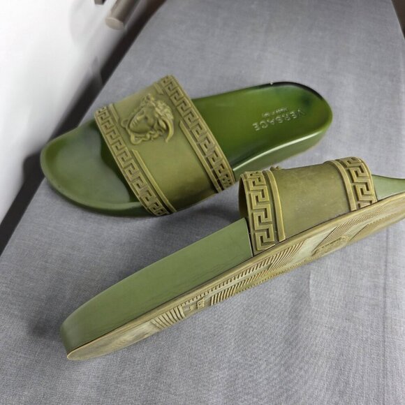 Men\'s Versace Olive Green Rubber Medusa Slip-On Sandals US 10 EU 44 main image 6